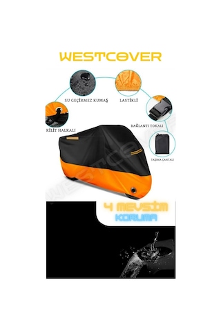 Honda Nss250 Forza 250 Arka Çanta Uyumlu Siyah Turuncu Reflektörlü Motosiklet Brandası,örtüsü