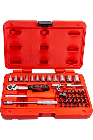 İzeltaş 1/4" Altı Köşe Mini Lokma Anahtar Ve Bits Set 45'li