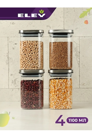 Eley Dökme Ürünler İçin 4 Adet 1100 Ml Cam Kavanoz Seti 446218407