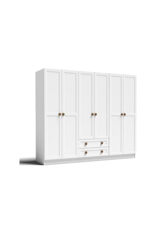 Bohem 4 Kapak 2 Çekmece Aynalı Gardırop K7 Mdf Kapak Beyaz