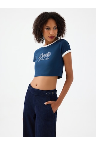 Slim Crop Fit Kadın Tshirt K.kol Lacivert