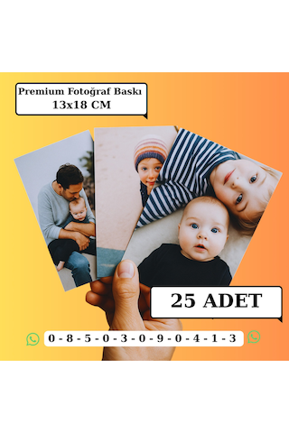 Kişiye Özel Premium Fotoğraf Baskısı 25 Adet 13x18 Cm