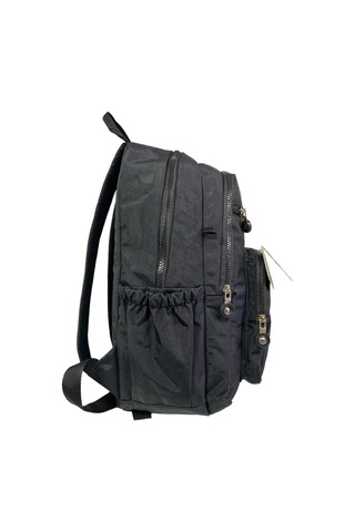 Su Geçirmez Kaliteli Astarlı Krinkıl Kumaş Unisex Iki Gözlü Okul Spor Seyahat Sırt Çantası 30x38cm Siyah
