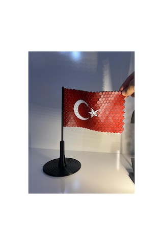 3d Hareketli Türk Bayrağı - Esnek Zincir Dokulu Masaüstü Stand Diğer