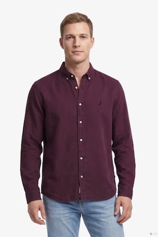 Nautica Erkek Kırmızı Regular Fit Gömlek-24774 Bordo