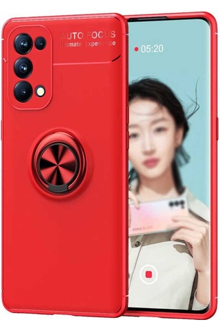Oppo Reno 5 Pro 5G Kılıf Zore Ravel Yüzüklü Silikon Kılıf