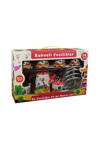 Atf-996-7a-10a 14 Prç.desenli Metal Çay Kahve Kırmızı