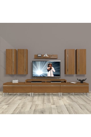 Decoraktiv Ekoflex 8d Mdf Krom Ayaklı Tv Ünitesi Tv Sehpası Ceviz