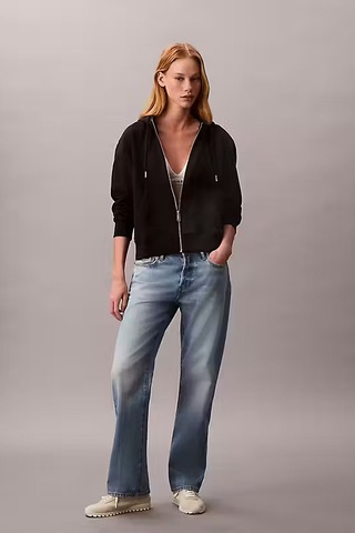 Kadın Regular Fit Fermuarlı Kapüşonlu Sweatshirt - Siyah Black