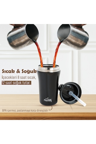 Any Morning Sı232021 İki Ağızlı Termos Mug Siyah 400 Ml
