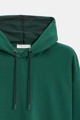 Sââde Kadın Oversize Kapüşonlu Basic Hoodie Sweatshirt Yeşil