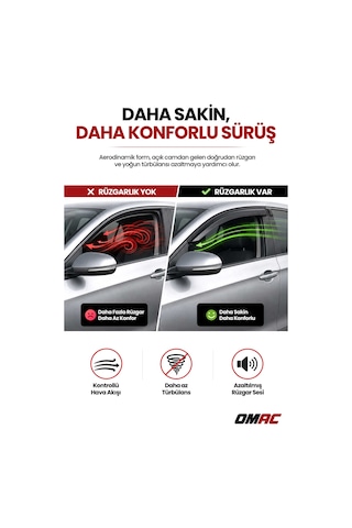 Vauxhall Movano 2006-2010 Uyumlu Araca Özel Sport Style Akrilik Cam Rüzgarlığı Koyu Duman 2 Parça