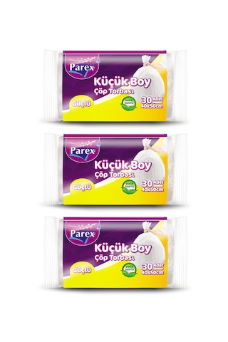 Güçlü Çöp Torbası Küçük Boy 30'lu 40 X 50 Cm Üçlü Set