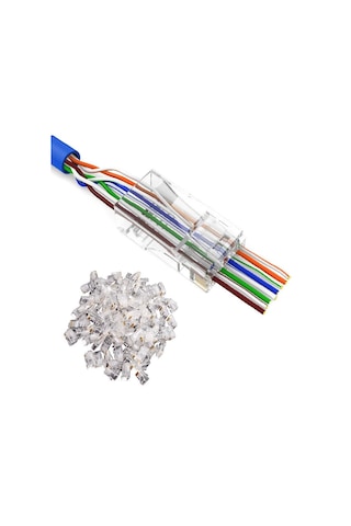 Yeni Nesil Jak Cat5/Cat6 Rj45 Konnektör 100 Lü Paket Cat6 Ez 4381