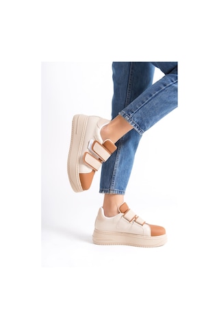Dmr Elegance Valencıa Bağcıksız Cırt Cırtlı Ortopedik Taban Kadın Sneaker Spor Ayakkabı Ctt - Ten/kahve