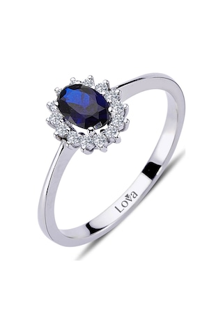 Lova Pırlantalı Oval Safir Anturaj Yüzük - 1020232