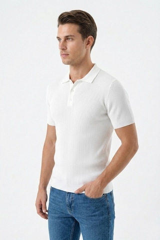 Baglan Erkek Spor Polo Yaka Triko Tişört Bgl-st05370 Beyaz