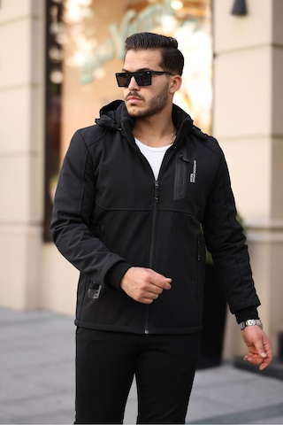 Mero Life Outdoor Kapüşonlu Su Ve Rüzgar Geçirmez Kapitone Içi Kürklü Elyaf Dolgulu Şişme Siyah Softshell Mont Siyah