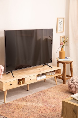 Ayarlanabilir Raysız Çekmeceli Ahşap Modern Tv Ünitesi Ceviz
