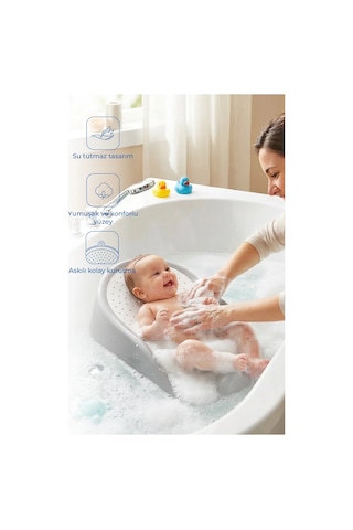 Babyjem Soft Banyo Desteği Bebek Yıkama Yardmcısı Soft Gri