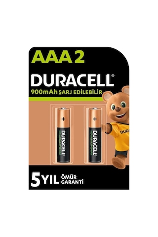 Duracell AAA 900 mAh İnce Kalem Şarj Edilebilir Pil 2'li