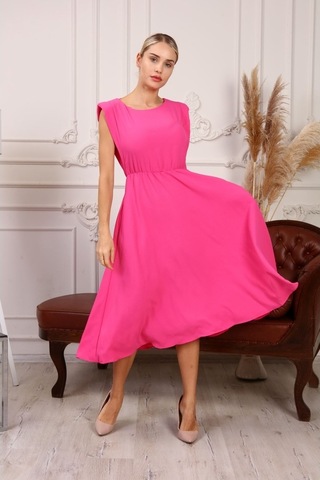 Aymeravm - Beli Büzgülü Kalın Askılı Kadın Elbise - Mas0938Ga