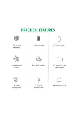 Teltree Akıllı Parmak İzi Çekmece Kilidi - T22 Model, Şarj Edilebilir, Taşınabilir, Çelik + Çinko Alaşım, Gümüş Renk