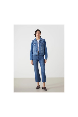 LC Waikiki Gomlek Yaka Kadin Jean Ceket Mıd Indıgo Rodeo