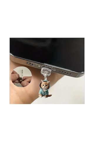 Aleylife 2d Telefon Charm Androıd Apple Uyumlu iOS Toz Koruması Sevimli Kediler