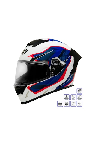 My Helmets Mks001-wbr Spoiler Güneş Vizörlü Şeffaf Full Face Motosiklet Kaskı Çok Renkli