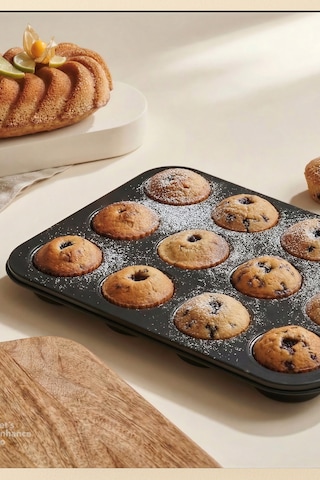 Porlisma Cake Plus Siyah 12'li Muffin Kek Kalıbı 26x 38 Cm Siyah