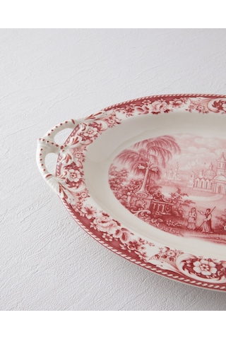 English Home Preston Stoneware Kayık Tabak 36 Cm Bordo Bordo