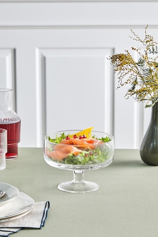 Selen Concept Noa Model Büyük Boy Ayaklı El Yapımı Cam Salata Ve Sunum Kasesi Şeffaf