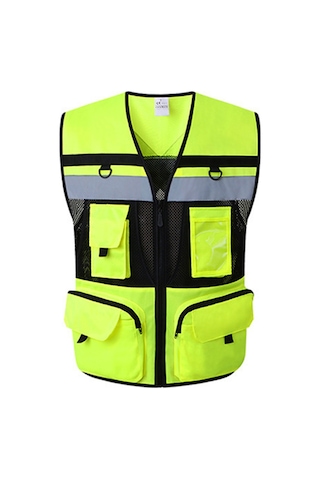 Leezsing Görünürlük Yüksek 360 Yansıtıcı Mesh Safety Ceket, Trafik-sanitasyon-inşaat Kullanıma Uygun, Sarı, S Bedeni Sarı