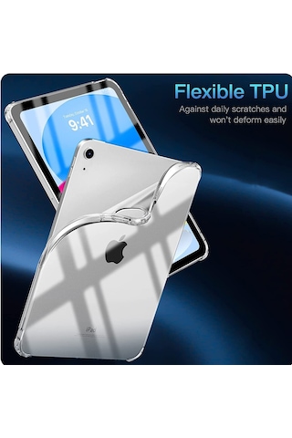 Apple Uyumlu iPad 10. Nesil 10.9" Kılıf Darbelere Dayanıklı Şeffaf Kapak A2696 A2757 A2777