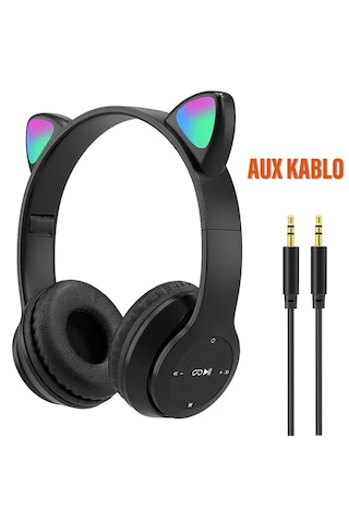 Exenar SW88 Bluetooh 5.0 Kablosuz Kedi Kulak Üstü Kulaklık + Aux Kablo