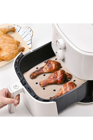 50 Adet Air Fryer Pişirme Kağıdı Tek Kullanımlık Hava Fritöz Yapışmaz Yağlı Kağıt Delikli Model 563