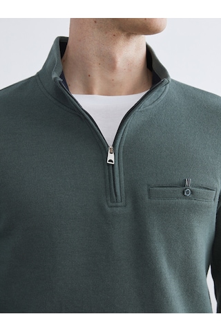 LC Waikiki Lc Waıkıkı Yeşil Fermuarlı Dik Yaka Erkek Sweatshirt
