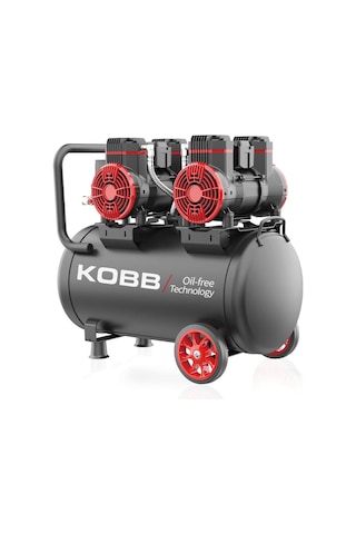 Kobb KBK50S2 4.0 Hp 50 L 8 Bar Çift Motorlu Yağsız Sessiz Taşınabilir Hava Kompresörü