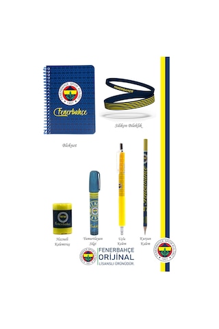 Fenerbahçe Orijinal Lisanslı Kalem Bileklik Bloknot Kalemtraş Silgi Hediyelik Set Lacivert 006 Lacivert