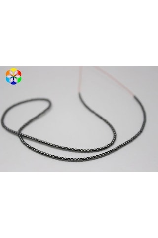 Yasam Tohumu Hematit Taşı Yarım Dizi 2 MM Küçük Delikli 17 CM Gümüş