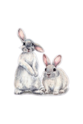 Skycity Büyük Boy Tavşan Sticker - Vinyl Ev/ Araç Dekorasyonu - 39x30cm Gri Renk D-1379 Diğer