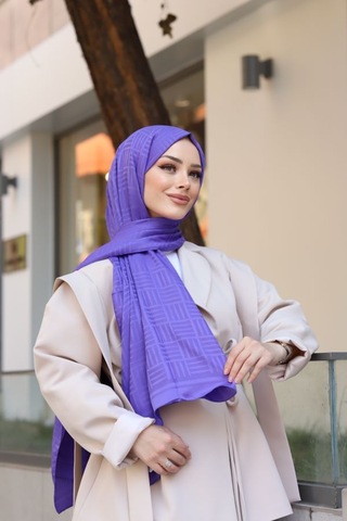 Sahtan Kibrit Desen Pamuk Jakar Şal Mor