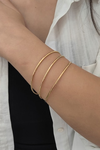 Chavin 3 Adet Gold Çelik Ajda Bilezik Halka Bayan Bileklik Ev10sr Gold