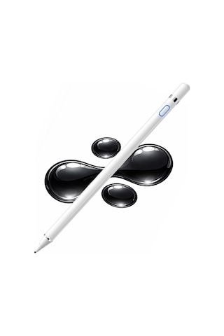 Samsung Uyumlu Galaxy A9 Plus X210 Şarjlı Aktif Stylus Kalem Hassas Uç Not Alma & Çizim İçin Beyaz