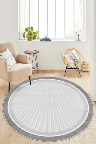 West Home Makinede Yıkanabilir Kaymaz Taban Leke Tutmaz Daire Gri Mutfak Halısı Salon Halısı Ve Yolluk