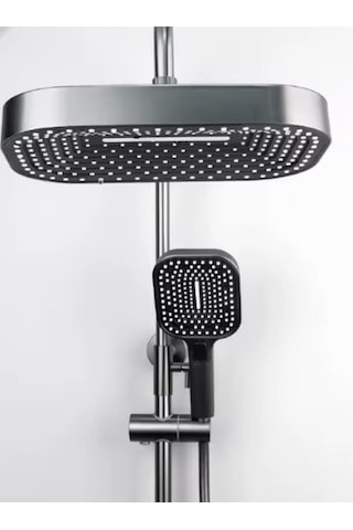 Lüks Siyah-krom Yağmurlama Tepe Duş Seti Siyah