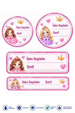 Okul Etiketi 235 Adet Kişiye Özel İsim Yazılabilen Sticker Çok Renkli