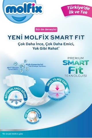 Molfix Premium Smart Fit Bebek Bezi Midi 3 No 188 Li PKT.MOLFIX.113 3 Numara