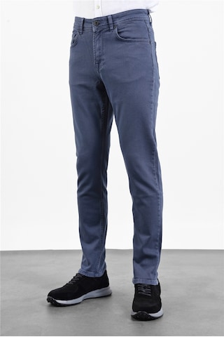 İmza İndigo Mavi Pamuklu 5 Cep Düz Paça Slim Fit Casual Denim Pantolon 1023260152